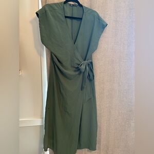 Zara Asymmetrical Olive Green Dress